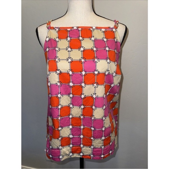 Trina Turk Pink and Orange Geometric Tank Top - Picture 3 of 11